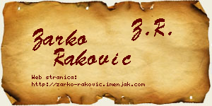 Žarko Raković vizit kartica